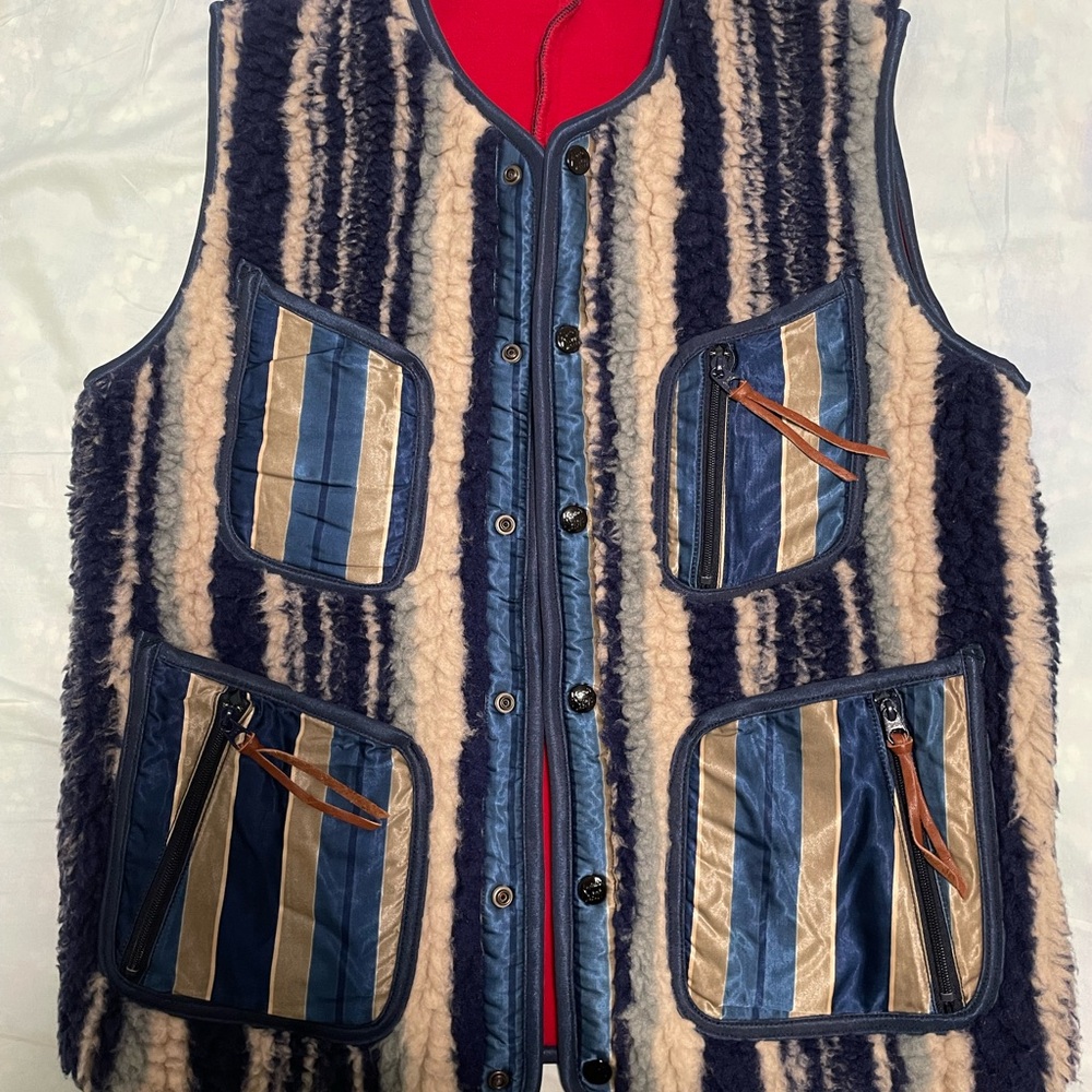 Kapital Striped Fleece Vest Made in Japan Size 2 NWT